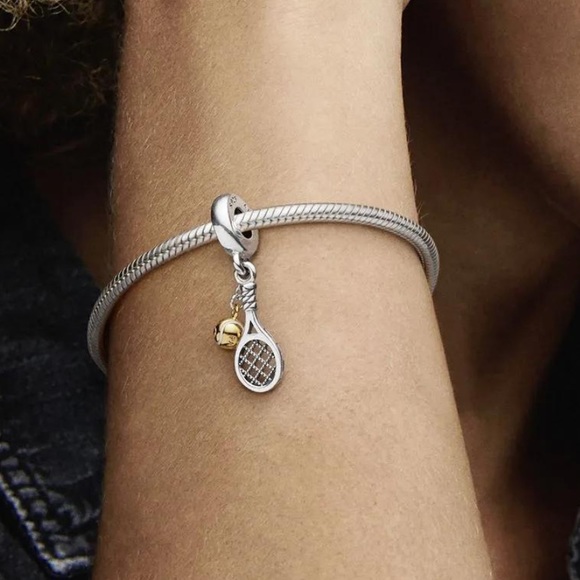 NWOT Tennis Racket & Ball Dangle Charm Sterling Silver 925 - Picture 3 of 10